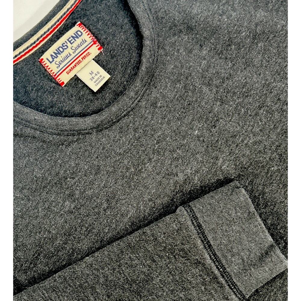 Lands End Charcoal Gray Grey Sweatshirt Serious Sweats Crew Neck Medium 38-40